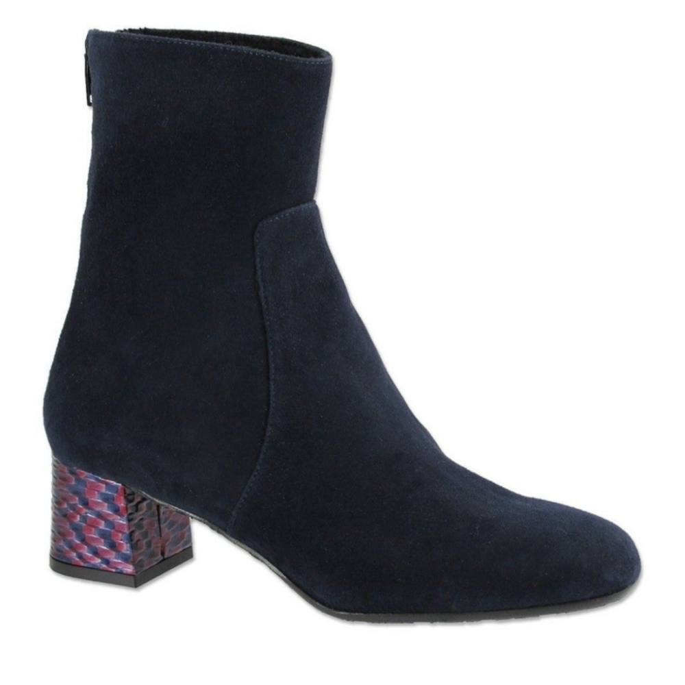 Ron White Odelia Square Toe Bootie Navy Purple MADE IN ITALY